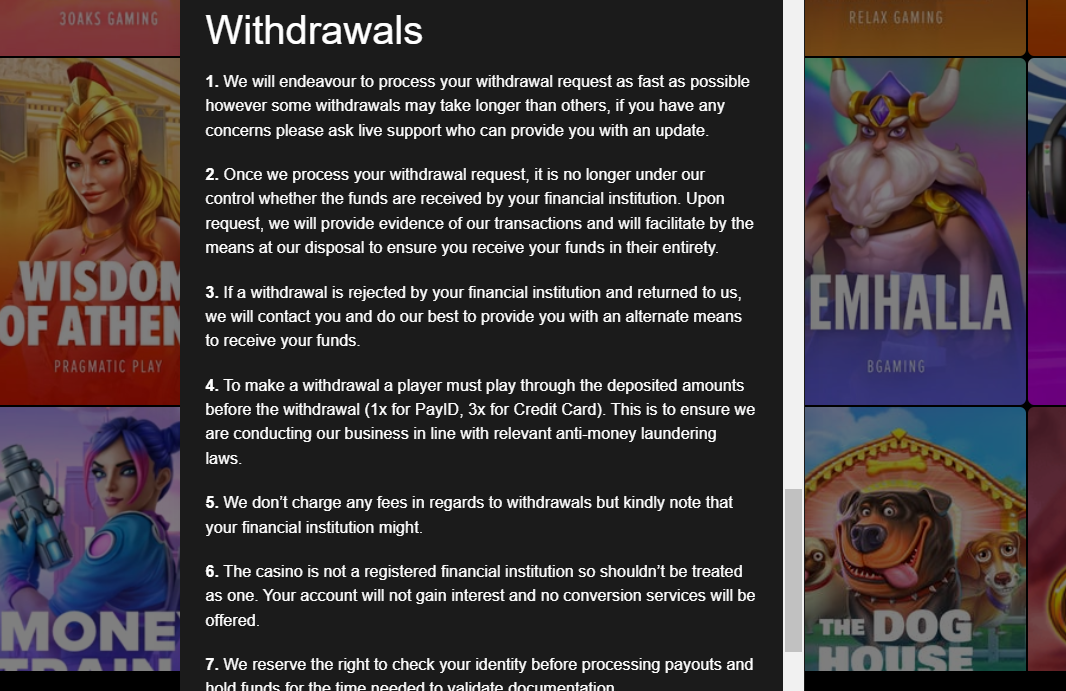 pokies.net withdrawal rules